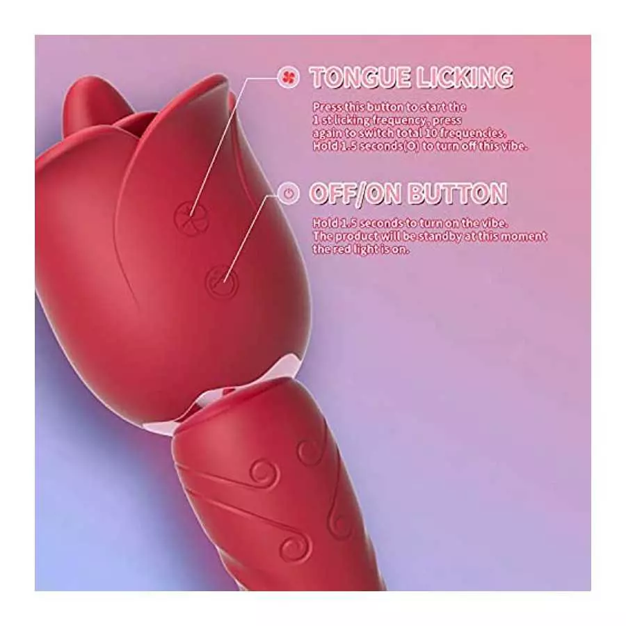 lovsen Rose Toy,Licking Tongue Clitoral Vibrator G Spot Dildo Vibrator with 12 Modes 2 in 1 Licking & Vibrating Nipples Clitoral