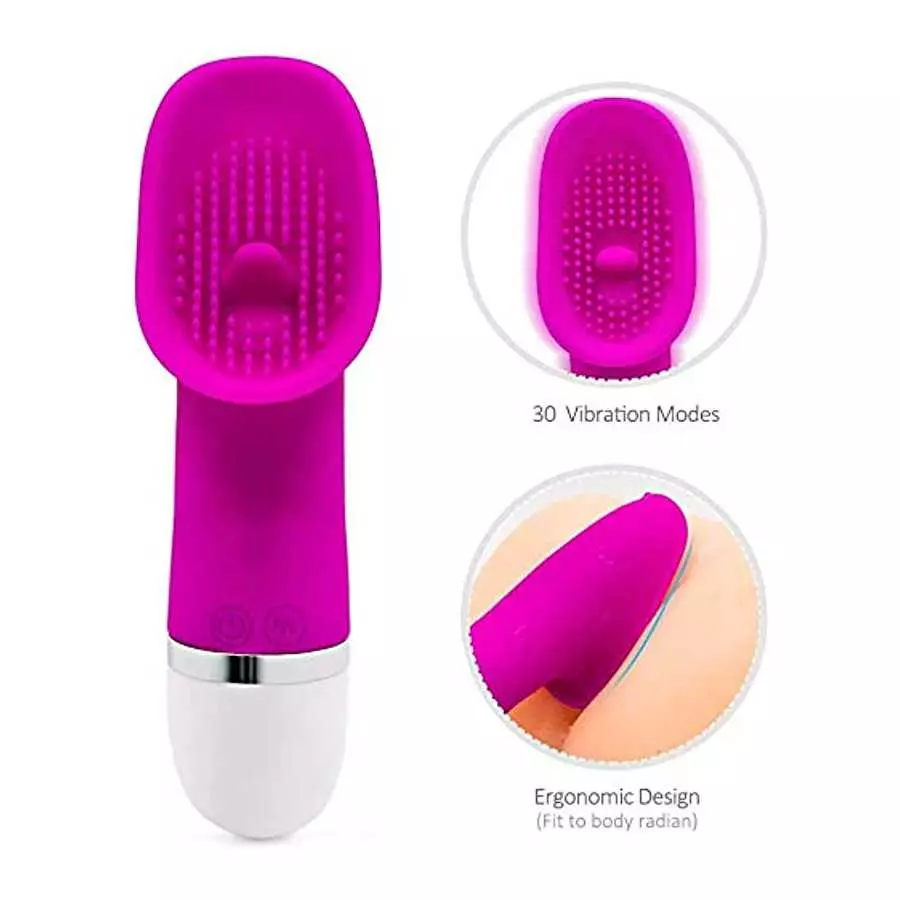 Rechargeable Rose Clitoral Tongue Licking Vibrator for Women with 9 Powerful Licking and Vibrating Modes G-spot Nipple Stimulato