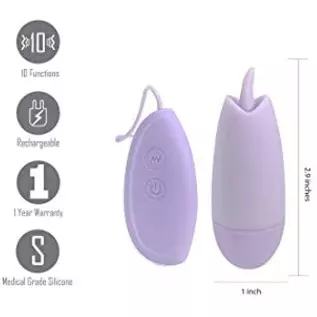 Ellie 10-Function Super Charged USB Rechargeable Tongue Action Wired Bullet Vibrator - Light Purple