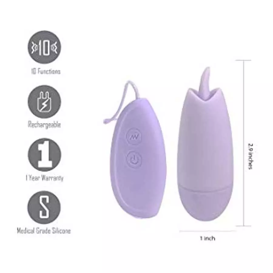 Ellie 10-Function Super Charged USB Rechargeable Tongue Action Wired Bullet Vibrator - Light Purple