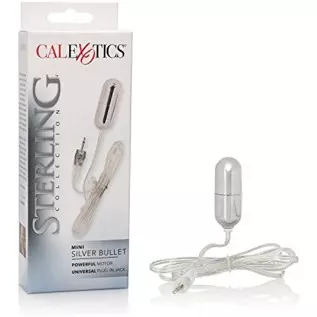 CalExotics Sterling Collection - Mini Wired Bullet Egg Vibrator - Sex Toys for Couples - Adult Vibe Massager - Silver - 1.5 Inch