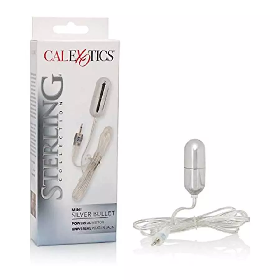 CalExotics Sterling Collection - Mini Wired Bullet Egg Vibrator - Sex Toys for Couples - Adult Vibe Massager - Silver - 1.5 Inch