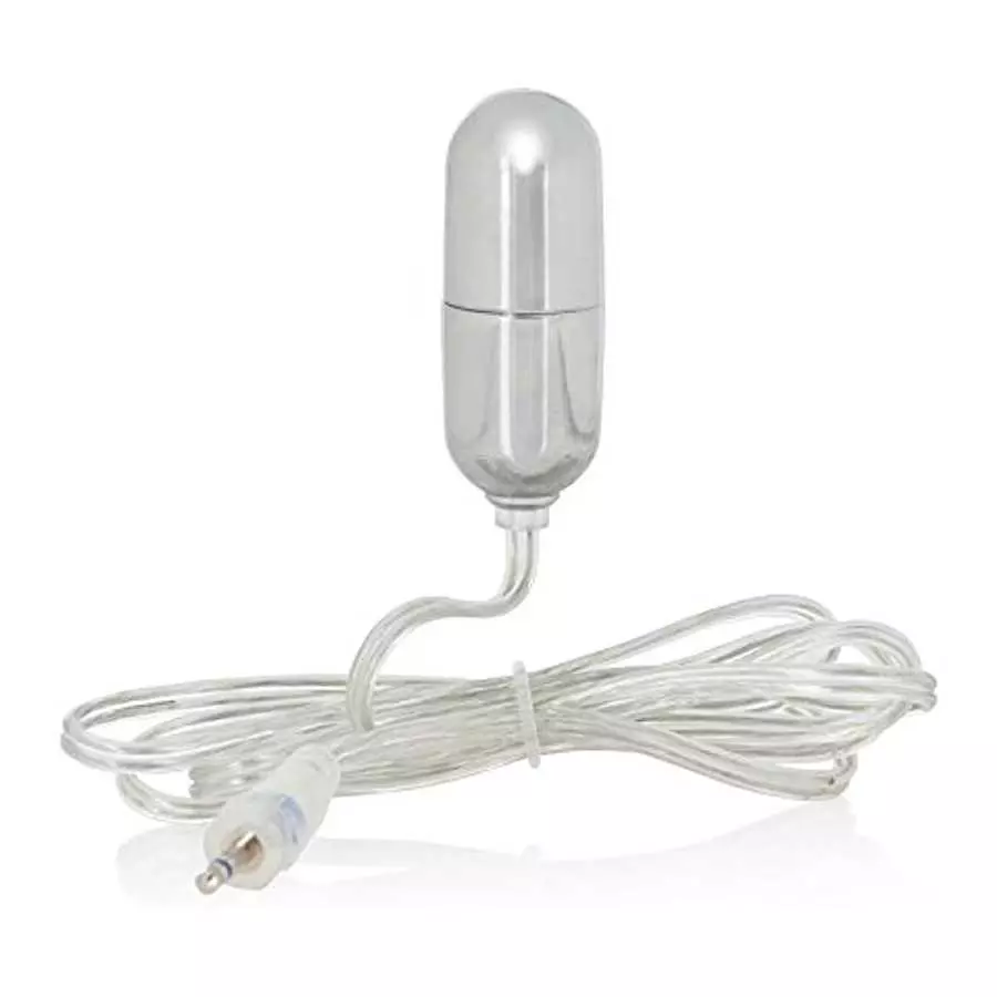 CalExotics Sterling Collection - Mini Wired Bullet Egg Vibrator - Sex Toys for Couples - Adult Vibe Massager - Silver - 1.5 Inch