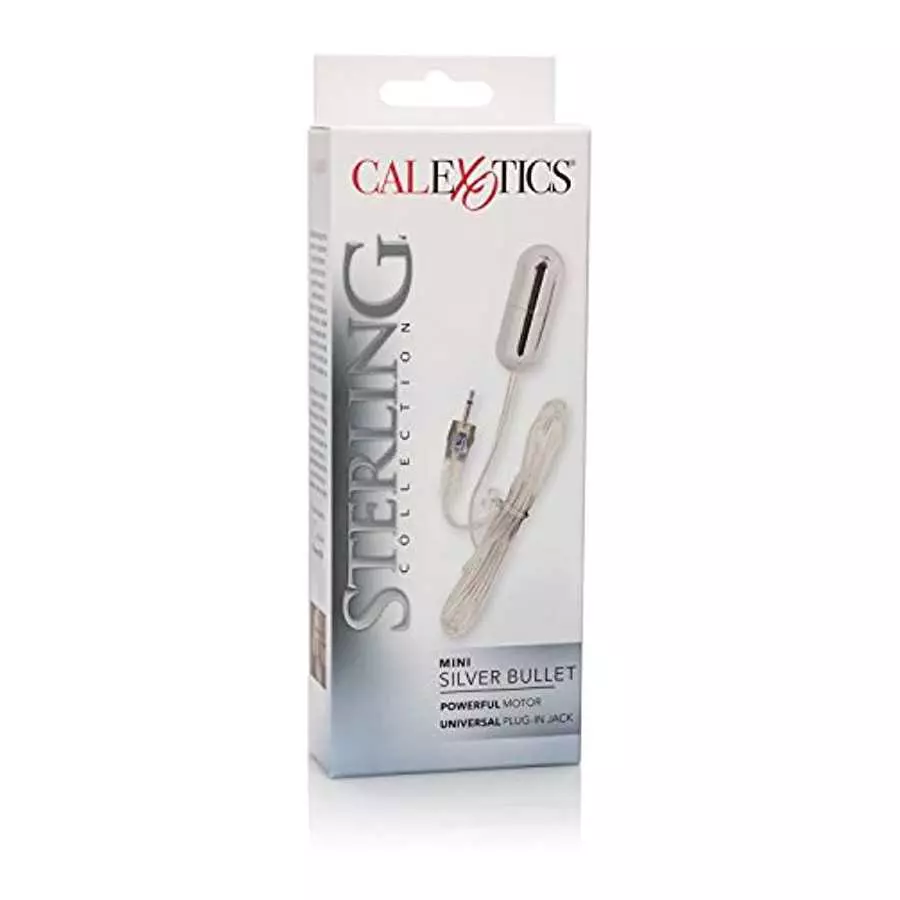 CalExotics Sterling Collection - Mini Wired Bullet Egg Vibrator - Sex Toys for Couples - Adult Vibe Massager - Silver - 1.5 Inch