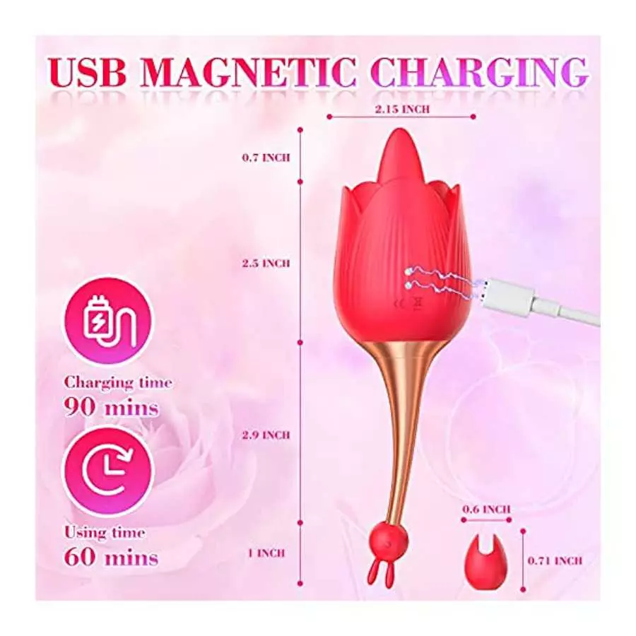 Rose Sex Toy for Womens，2 in 1 and 9 Vibration Modes, Thrusting Rose Vibritator Clitoral Nipple Vibrators Adult Sex，Nipple Sucke