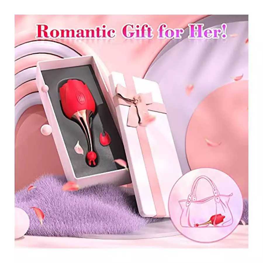 Rose Sex Toy for Womens，2 in 1 and 9 Vibration Modes, Thrusting Rose Vibritator Clitoral Nipple Vibrators Adult Sex，Nipple Sucke