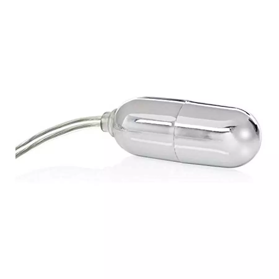 CalExotics Sterling Collection - Mini Wired Bullet Egg Vibrator - Sex Toys for Couples - Adult Vibe Massager - Silver - 1.5 Inch