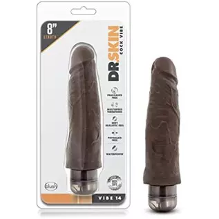 Dr. Skin Cock Vibe - 8 Inch Soft Realistic Vibrating Dildo - Multi Speed Flexible Vibrator - Brown