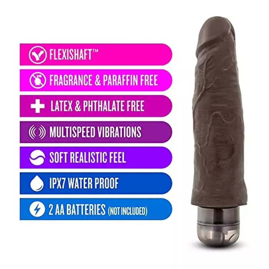 Dr. Skin Cock Vibe - 8 Inch Soft Realistic Vibrating Dildo - Multi Speed Flexible Vibrator - Brown