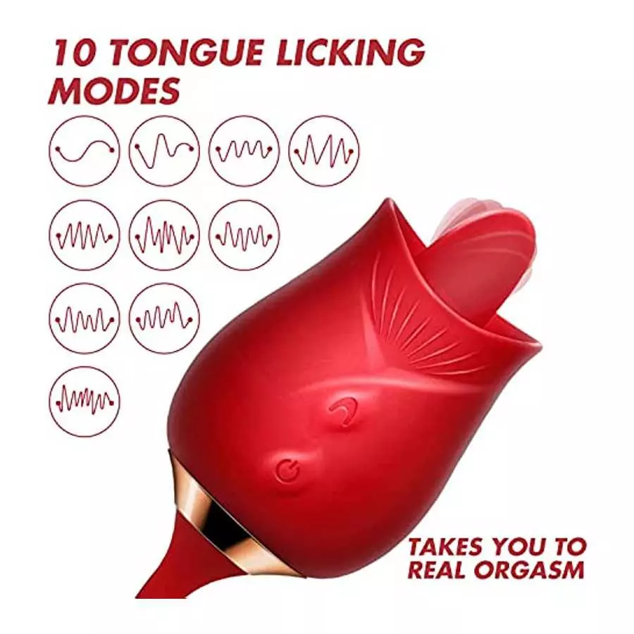 2022 Vibrator for Woman - 3 in 1 Clitoral Stimulator Tongue Licking Thrusting G Spot Dildo Vibrator with 9 Modes, Rose Adult Sex