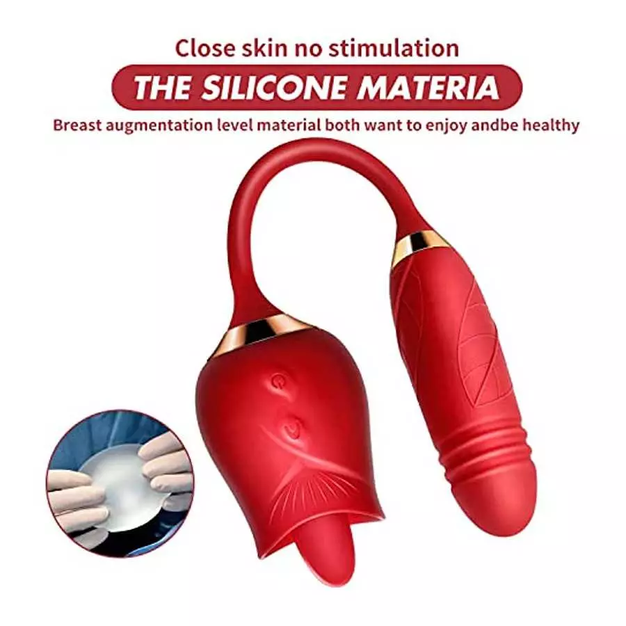 2022 Vibrator for Woman - 3 in 1 Clitoral Stimulator Tongue Licking Thrusting G Spot Dildo Vibrator with 9 Modes, Rose Adult Sex