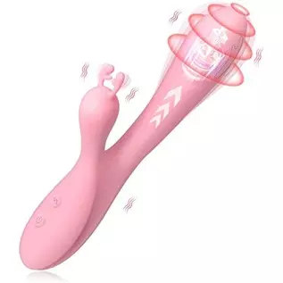 SHARP GUARD 3 in 1 Clitoral Stimulator Tongue Licking / Thrusting Dildo Rabbit Vibrator for Women, Adult Sensory Toys G Spot Sex