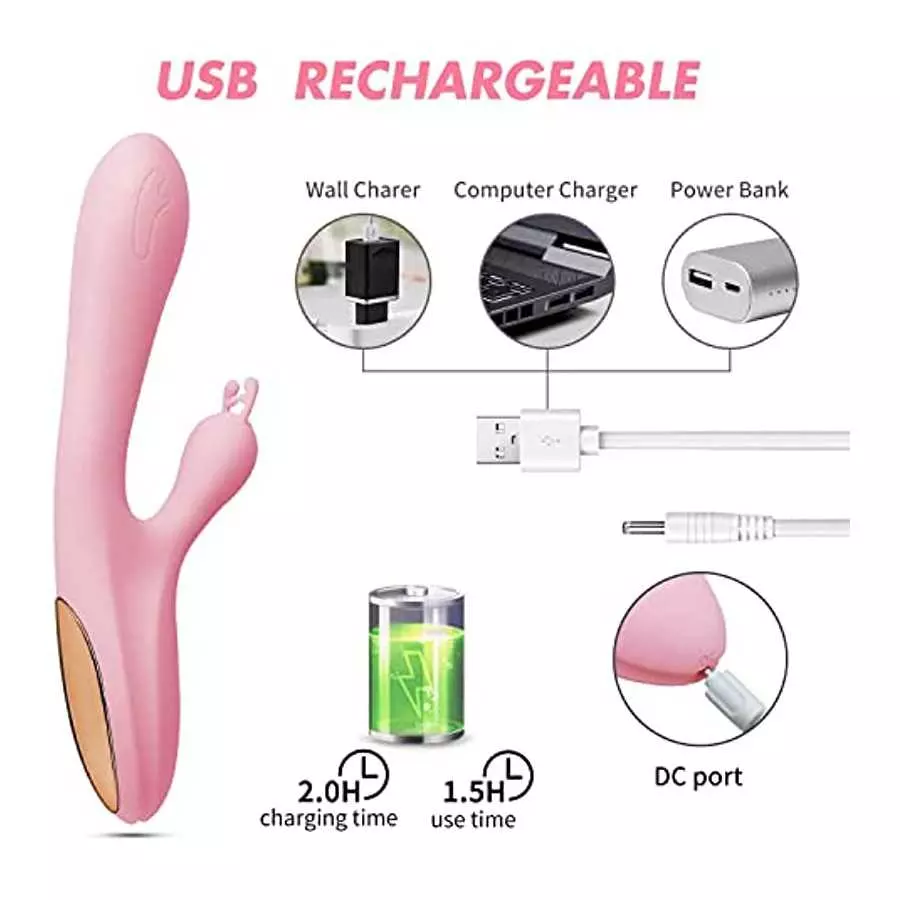 SHARP GUARD 3 in 1 Clitoral Stimulator Tongue Licking / Thrusting Dildo Rabbit Vibrator for Women, Adult Sensory Toys G Spot Sex