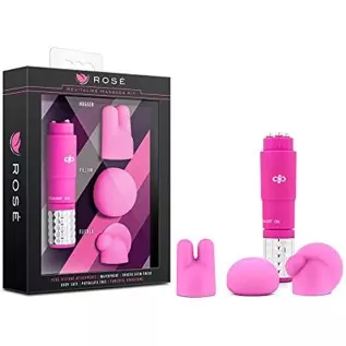 Rose Revitalize Massage Kit - Massager, Clitoral, External Massager Vibrator - 3 Ultrasilk Smooth Puria Silicone Attachments for
