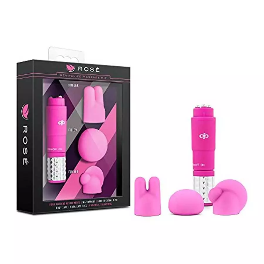 Rose Revitalize Massage Kit - Massager, Clitoral, External Massager Vibrator - 3 Ultrasilk Smooth Puria Silicone Attachments for Rose Revitalize Massage Kit - Massager, Clitoral, External Massager Vibrator - 3 Ultrasilk Smooth Puria Silicone Attachments for