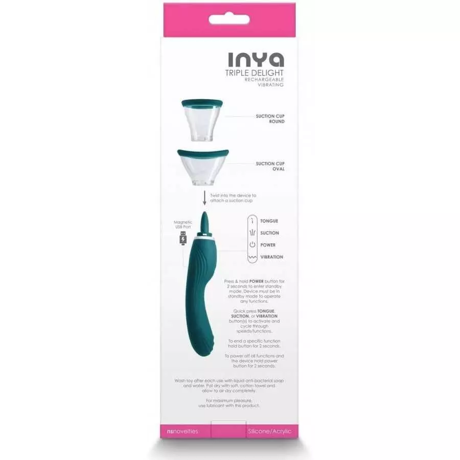 NS Novelties Inya Triple Delight Rechargeable Silicone Vibrator (Purple)