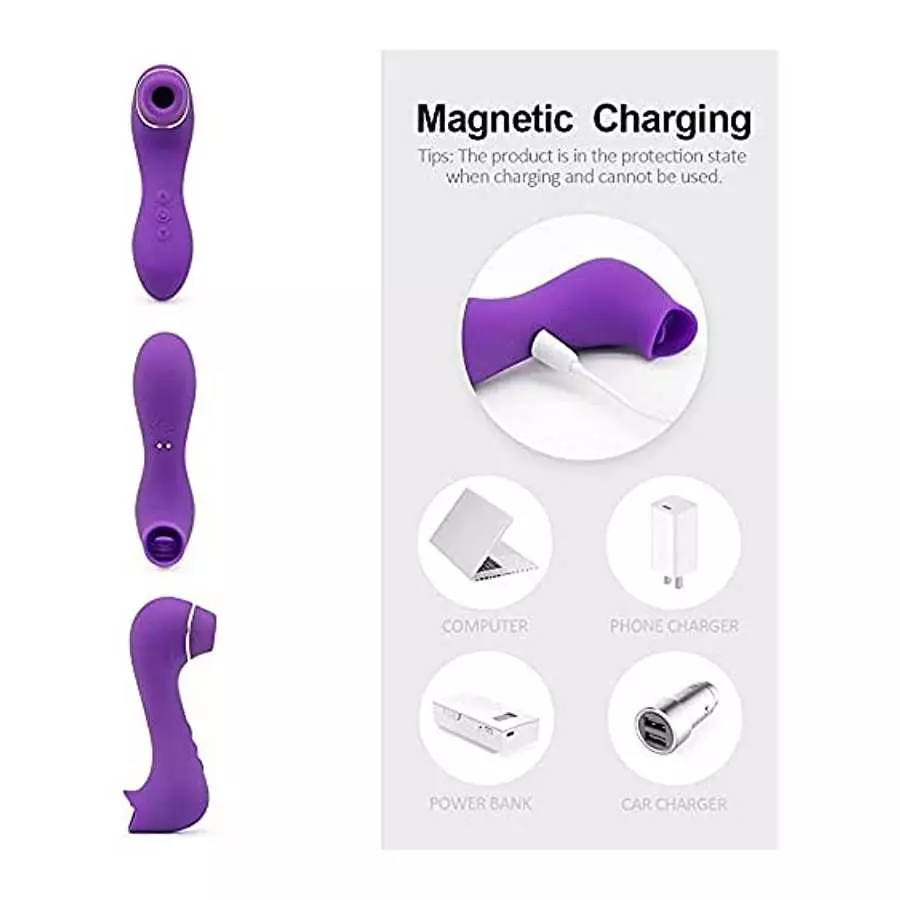 Adult Rose Vibrator Tongue Licking Toy, Female Clitoris Sucking Vibrator, There are 10 Modes Rechargeable Clitoral Sucker Nipple