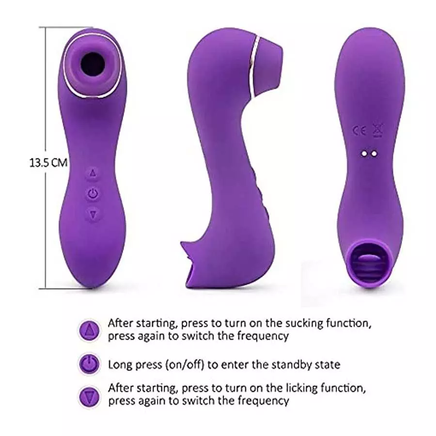 Adult Rose Vibrator Tongue Licking Toy, Female Clitoris Sucking Vibrator, There are 10 Modes Rechargeable Clitoral Sucker Nipple