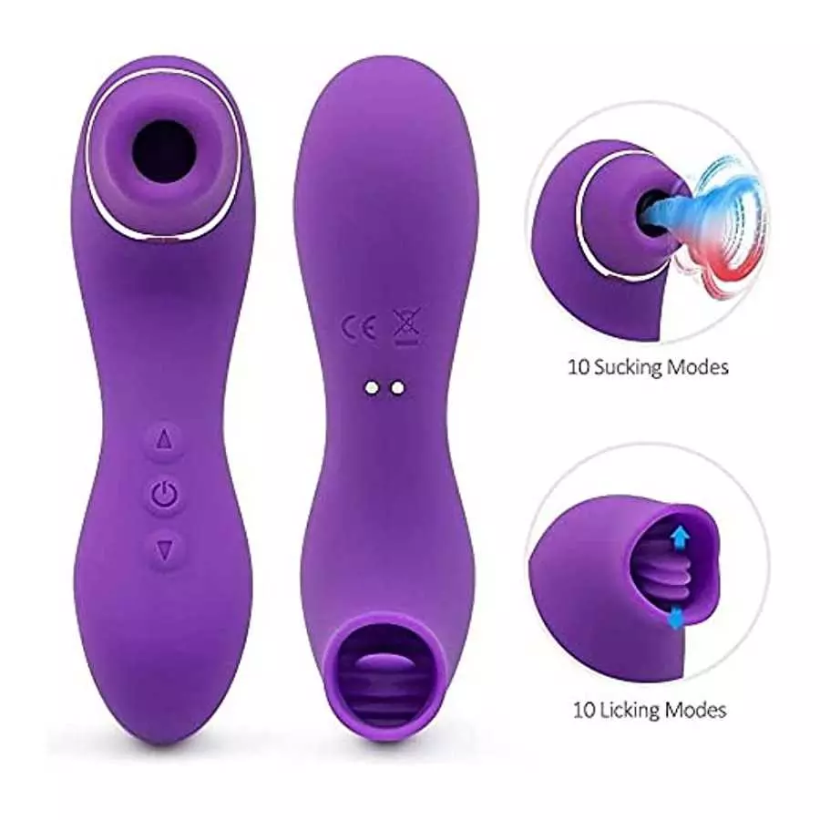 Adult Rose Vibrator Tongue Licking Toy, Female Clitoris Sucking Vibrator, There are 10 Modes Rechargeable Clitoral Sucker Nipple