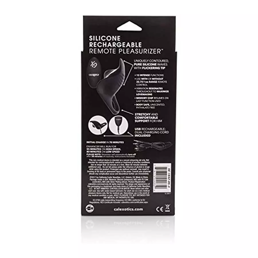 CalExotics Silicone Rechargeable Remote Pleasurizer – 12 Function Vibrating Waterproof Pleasure Ring – Silicone Clitoral Massage