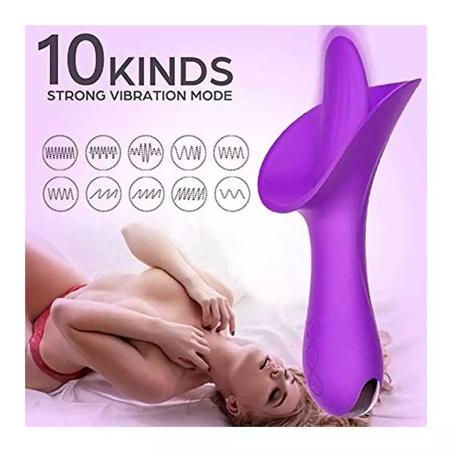Ladies Rose Toy Vibrator, G Spot Rose Vibrator, Female Clitoris Tongue Lick Vibrator, with 10 Vibration Modes, Rechargeable Tong
