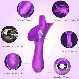 Ladies Rose Toy Vibrator, G Spot Rose Vibrator, Female Clitoris Tongue Lick Vibrator, with 10 Vibration Modes, Rechargeable Tong Ladies Rose Toy Vibrator, G Spot Rose Vibrator, Female Clitoris Tongue Lick Vibrator, with 10 Vibration Modes, Rechargeable Tong