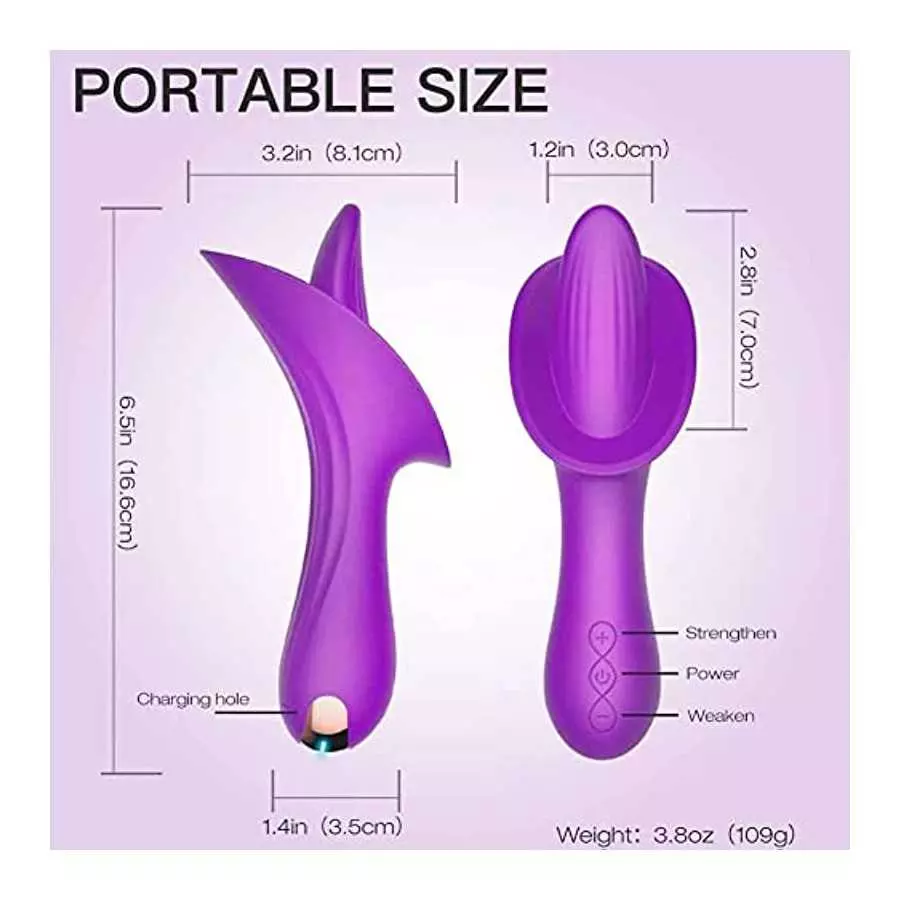 Ladies Rose Toy Vibrator, G Spot Rose Vibrator, Female Clitoris Tongue Lick Vibrator, with 10 Vibration Modes, Rechargeable Tong