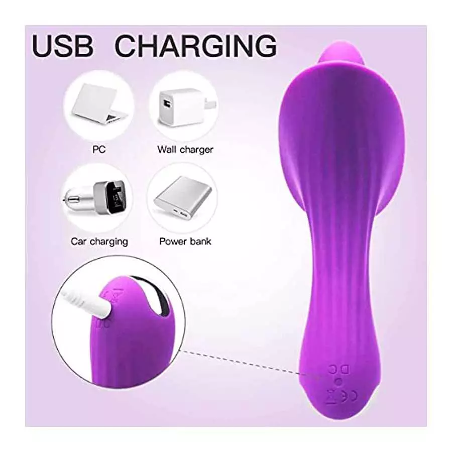 Ladies Rose Toy Vibrator, G Spot Rose Vibrator, Female Clitoris Tongue Lick Vibrator, with 10 Vibration Modes, Rechargeable Tong
