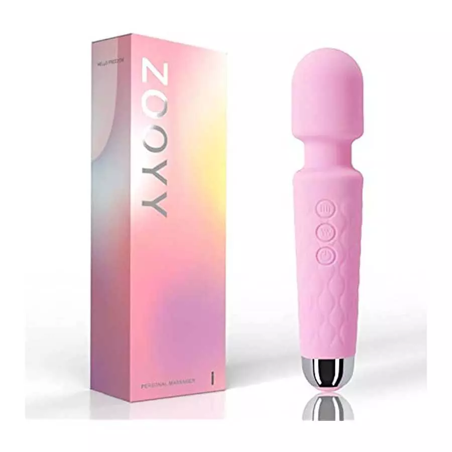 Rechargeable Personal Wand Massager - Quiet & Waterproof - 20 Patterns & 8 Speeds - Travel Bag Included - Men & Women - Perfect 