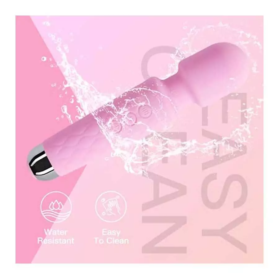 Rechargeable Personal Wand Massager - Quiet & Waterproof - 20 Patterns & 8 Speeds - Travel Bag Included - Men & Women - Perfect 