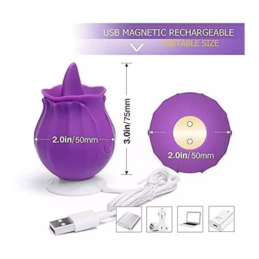 Rose Sex Toy for Women - Woman Pleasure Tongue Licking Mini Clitoral Vibrator Stimulator with 10 Vibrating Pleasure for Clitoris