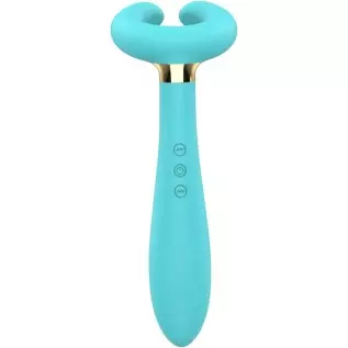 Clitoral Couple's Vibrator 3 Motors Dildo Multi-Vibrator Partner’s Sex Toy Penis Massager Sex Thing for Women and Man (Blue)