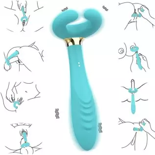 Clitoral Couple's Vibrator 3 Motors Dildo Multi-Vibrator Partner’s Sex Toy Penis Massager Sex Thing for Women and Man (Blue) Clitoral Couple's Vibrator 3 Motors Dildo Multi-Vibrator Partner’s Sex Toy Penis Massager Sex Thing for Women and Man (Blue)