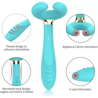 Clitoral Couple's Vibrator 3 Motors Dildo Multi-Vibrator Partner’s Sex Toy Penis Massager Sex Thing for Women and Man (Blue) Clitoral Couple's Vibrator 3 Motors Dildo Multi-Vibrator Partner’s Sex Toy Penis Massager Sex Thing for Women and Man (Blue)