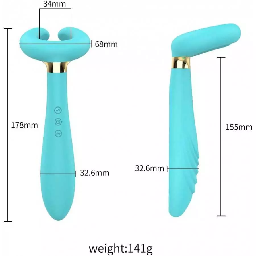 Clitoral Couple's Vibrator 3 Motors Dildo Multi-Vibrator Partner’s Sex Toy Penis Massager Sex Thing for Women and Man (Blue)