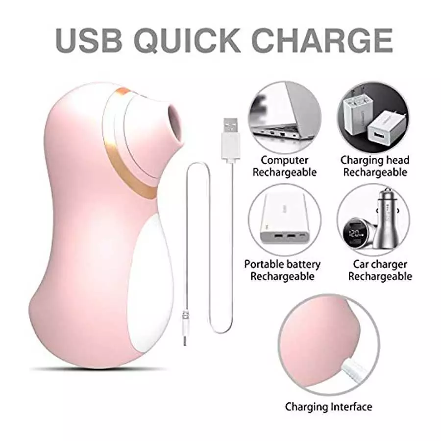 Thrusting Vibrator Stimulator for Women Silent Toy Rose Cordless Sucking Soft Sucker Dual Motor Penguin Tongue Waterproof Pleasu