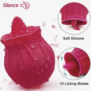 Rose Toy for Women, Clitoral Tongue Vibrator Sucking&Licking Toy with 10 Modes Powerful, Nipples Clitorals G spot Stimulator for