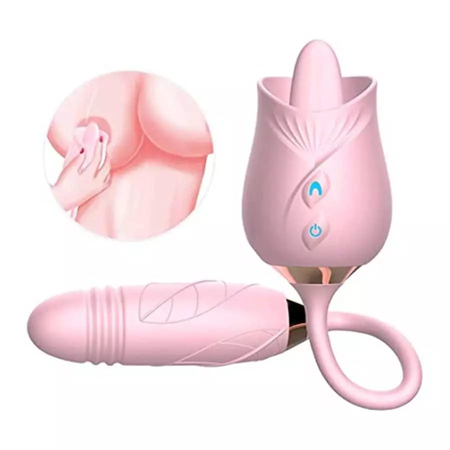 Rose Sex Toy for Women - Woman Pleasure Tongue Licking Mini Clitoral Vibrator Stimulator with 10 Vibrating Pleasure for Clitoris