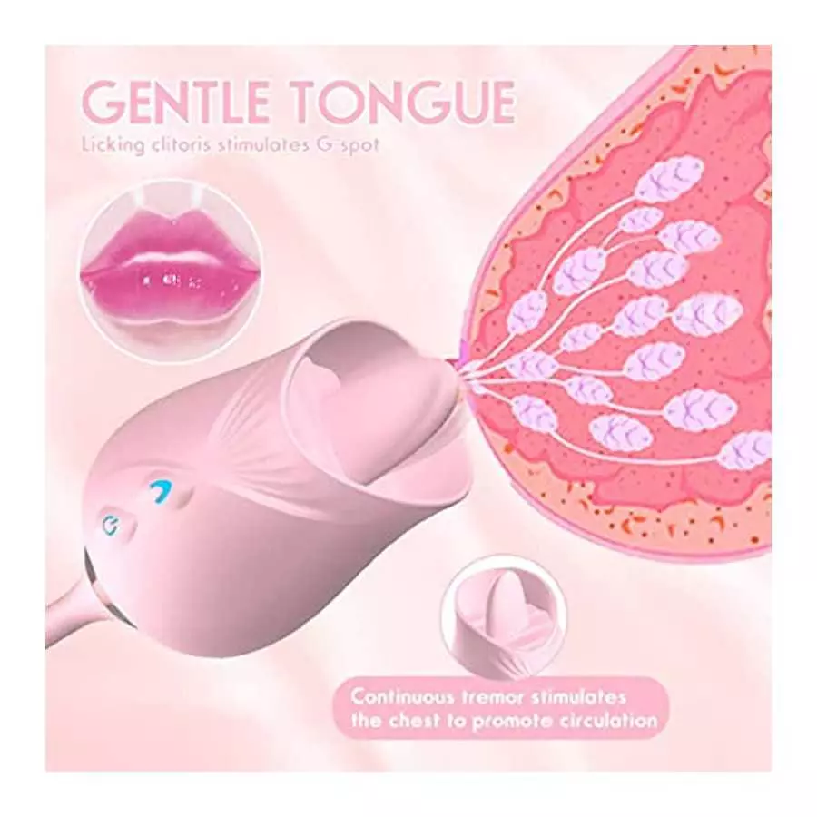 Rose Sex Toy for Women - Woman Pleasure Tongue Licking Mini Clitoral Vibrator Stimulator with 10 Vibrating Pleasure for Clitoris
