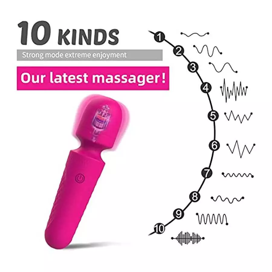 Vibrator Dildo for Female Vagina Stimulator, Rechargeable Mini Wand Massager - 10 Speeds, Sex Toy for Women Rose Toy