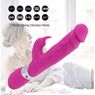 Realistic Dildo Cordless Pleasure Clitoral G Spot Stimulator Silent Rabbit Vibrator Massager (Pink)