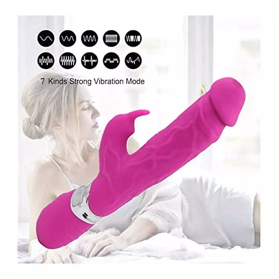 Realistic Dildo Cordless Pleasure Clitoral G Spot Stimulator Silent Rabbit Vibrator Massager (Pink)