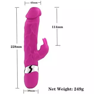 Realistic Dildo Cordless Pleasure Clitoral G Spot Stimulator Silent Rabbit Vibrator Massager (Pink)