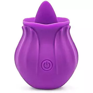 Female Couple with Tongue Rose Rechargeable Adult Toy-Pink 2 in 1 Rose Vibration Sucker Powerful Tongue Suction 10 Modes Nipple 