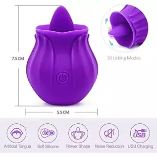 Female Couple with Tongue Rose Rechargeable Adult Toy-Pink 2 in 1 Rose Vibration Sucker Powerful Tongue Suction 10 Modes Nipple Female Couple with Tongue Rose Rechargeable Adult Toy-Pink 2 in 1 Rose Vibration Sucker Powerful Tongue Suction 10 Modes Nipple