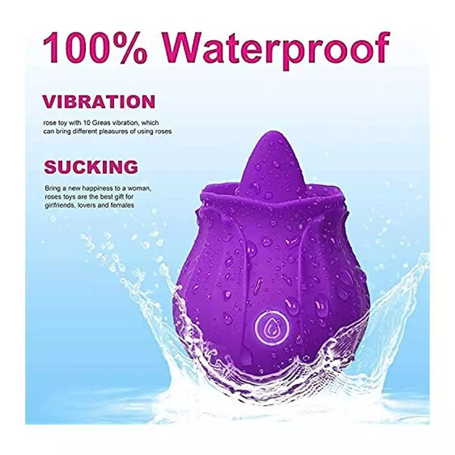 Female Couple with Tongue Rose Rechargeable Adult Toy-Pink 2 in 1 Rose Vibration Sucker Powerful Tongue Suction 10 Modes Nipple 