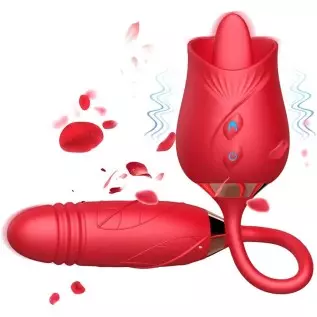 Rose Sex Toys- 3 in 1 Adult Toys Clitoral G Spot Vibrator Rose Sex Stimulator for Women with Tongue Licking & 10 Thrusting, Nipp Rose Sex Toys- 3 in 1 Adult Toys Clitoral G Spot Vibrator Rose Sex Stimulator for Women with Tongue Licking & 10 Thrusting, Nipp
