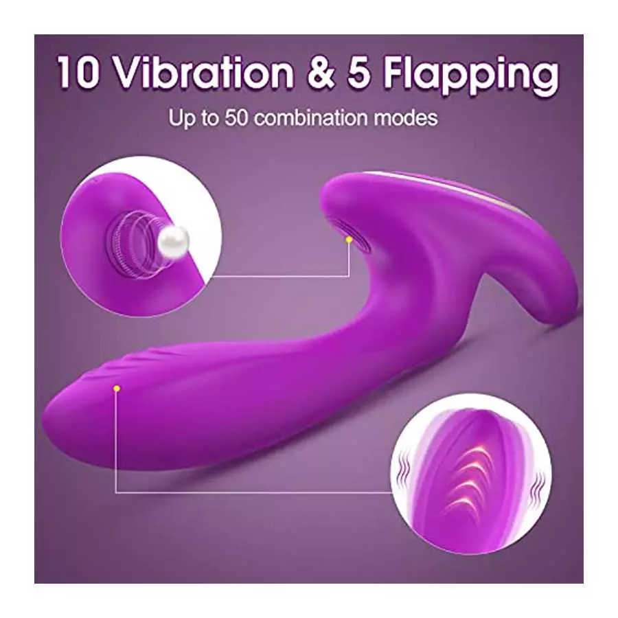 Clitoral G Spot Vibrator for Woman,Clitoral Flapping Dildo Sex Stimulator with 5 Tapping & 10 Vibration Modes Rose Toy,Adult Sex