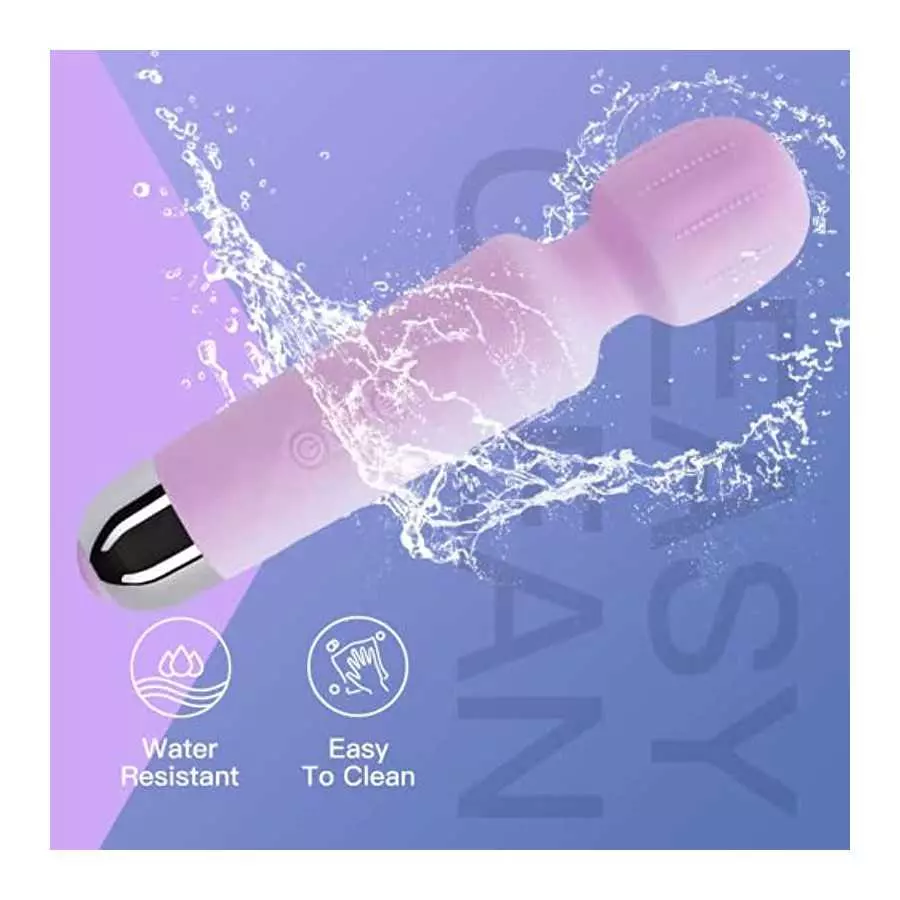 Rechargeable Personal Wand Massager - Quiet & Waterproof - 20 Patterns & 8 Speeds - Travel Bag Included - Men & Women - Perfect 