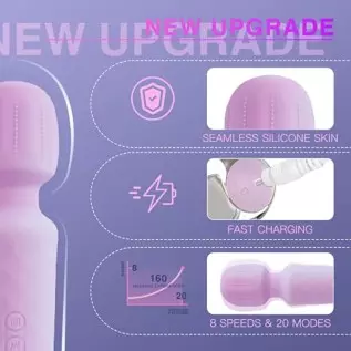 Rechargeable Personal Wand Massager - Quiet & Waterproof - 20 Patterns & 8 Speeds - Travel Bag Included - Men & Women - Perfect Rechargeable Personal Wand Massager - Quiet & Waterproof - 20 Patterns & 8 Speeds - Travel Bag Included - Men & Women - Perfect